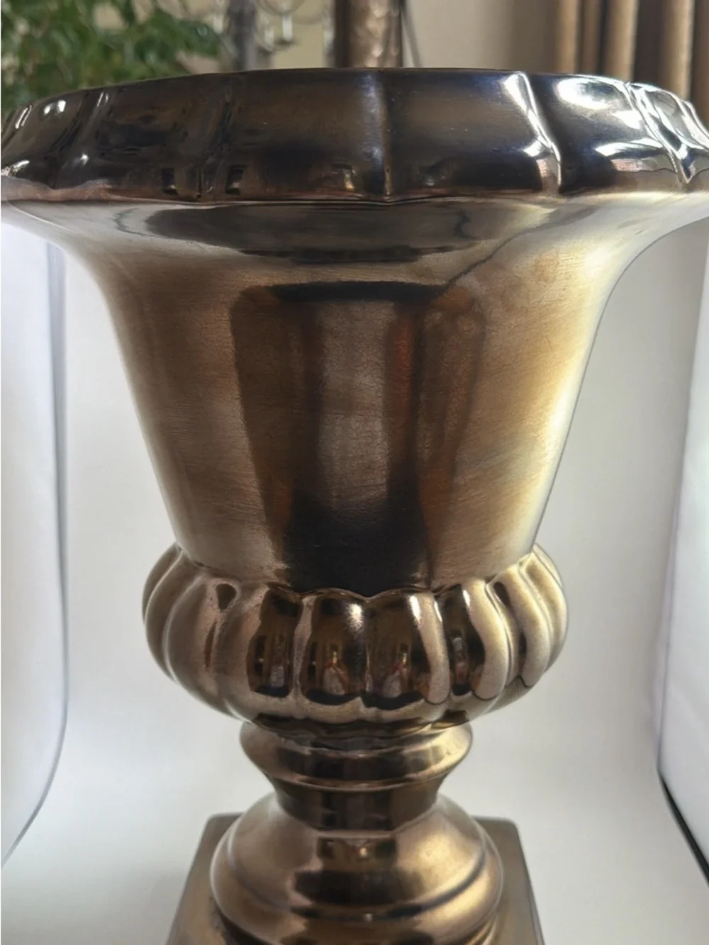 Bronze Crackle Glaze Vase, Planter Haeger Floral Line 16”